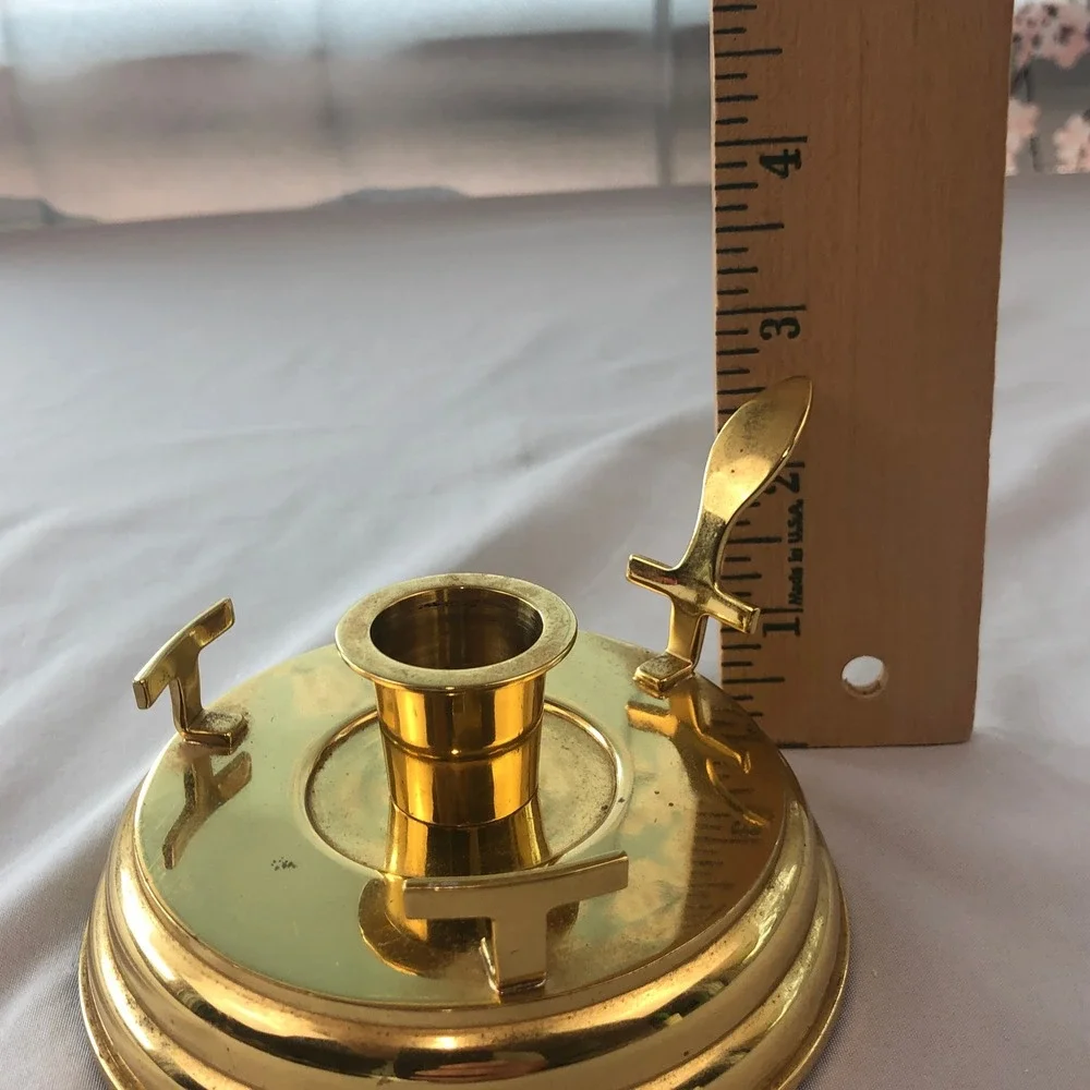 VTG PartyLite P7750 Brass Chamber Lamp Taper Candle Holder Base Gold, No Glass